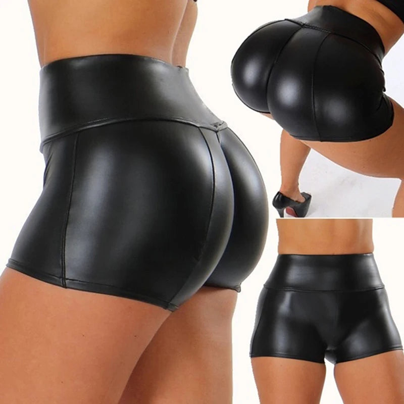 High Waist Faux Leather Mini Shorts