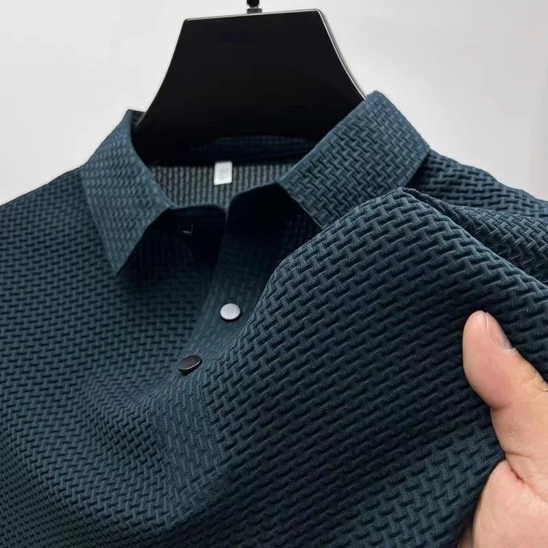 Men's Bone Texture Polo Shirt – Breathable Summer Top