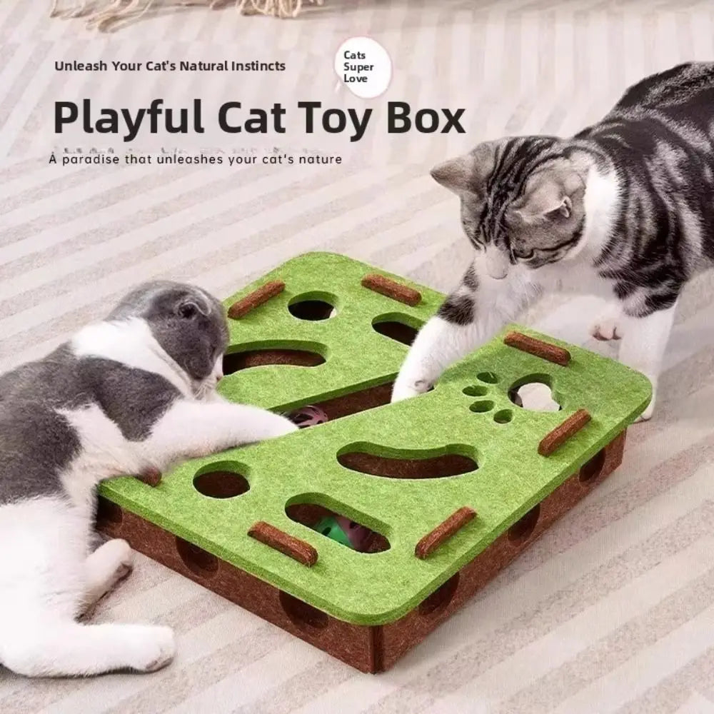 Rascador de cartón para gatos con bolas