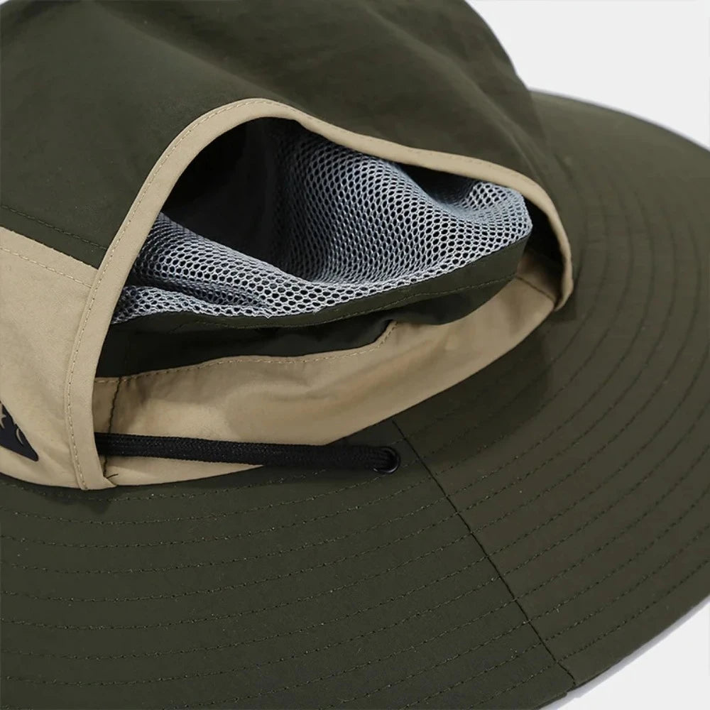 Gorro de protección solar de verano para mujer y hombre, para senderismo, pesca, visera, gorra de ala ancha con chal, de secado rápido, de pescador
