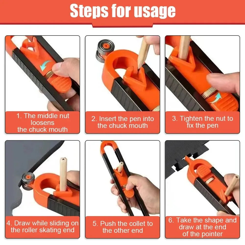 Contour Gauge Profile Duplicator — Locking Scribing Ruler for Woodworking