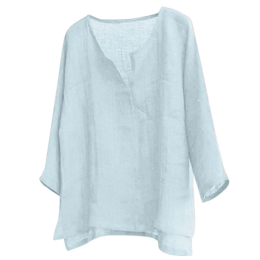 Men's Long-Sleeve Cotton Linen Shirt – Loose Fit Casual Button-Up