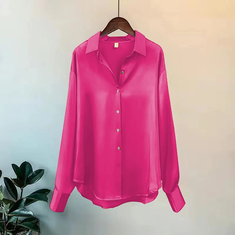 Women's Long Sleeve Button Blouse - Casual Office Shirt (S-4XL)