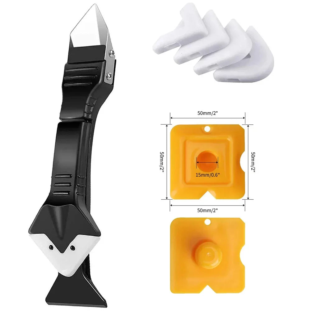 Caulking & Silicone Finishing Tool Kit — Scraper, Smoother & Grout Remover Set