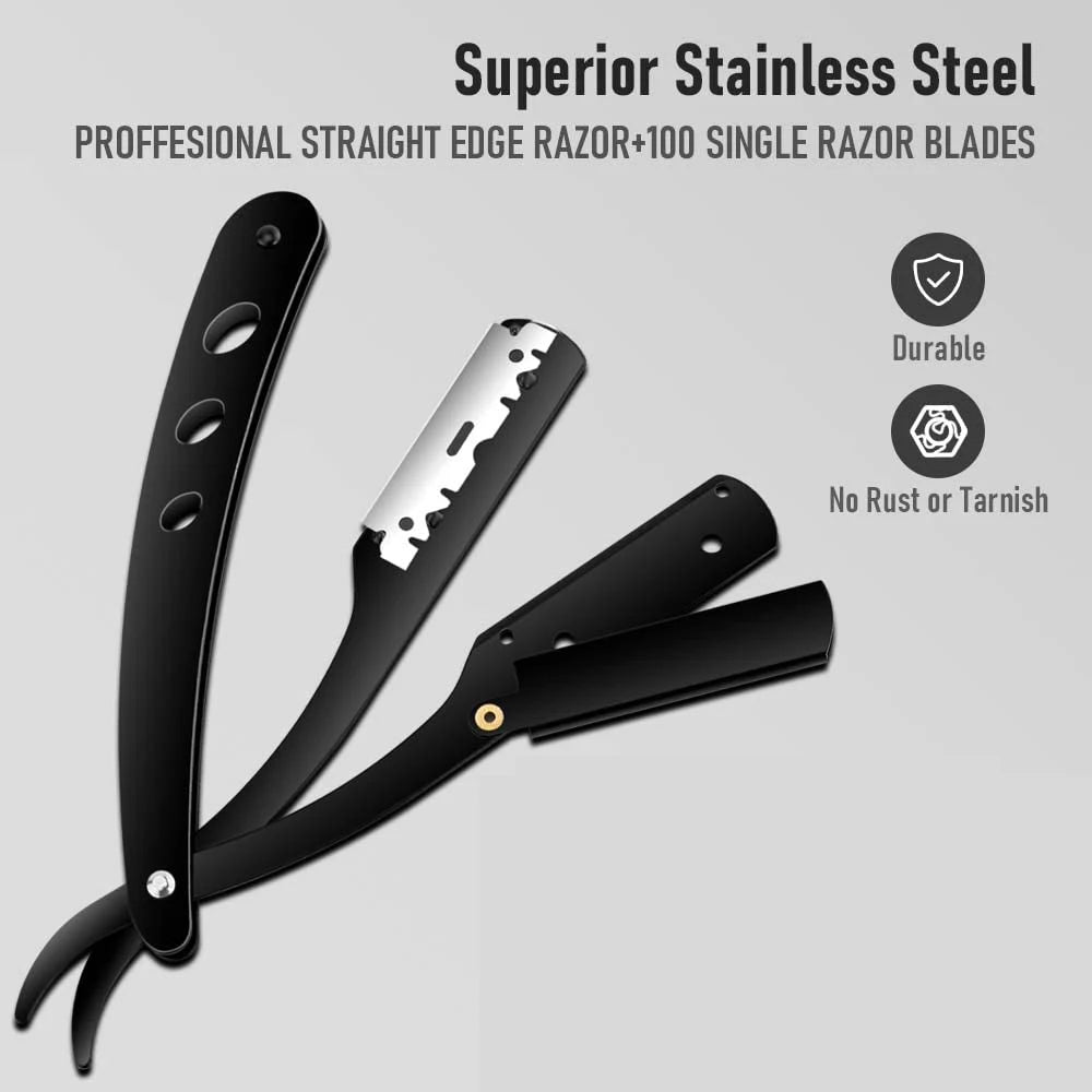 Classic Folding Straight Razor – Stainless Steel Shaving Set