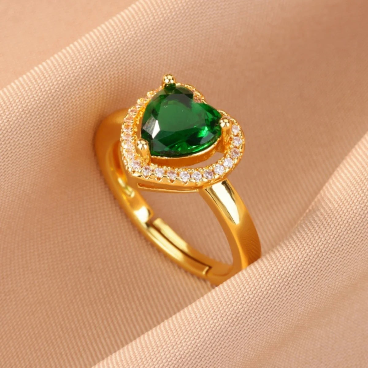 Colorful Cubic Zirconia Open Ring | 18K Gold Plated Stainless Steel | Boho Vintage Style | Women's Gift