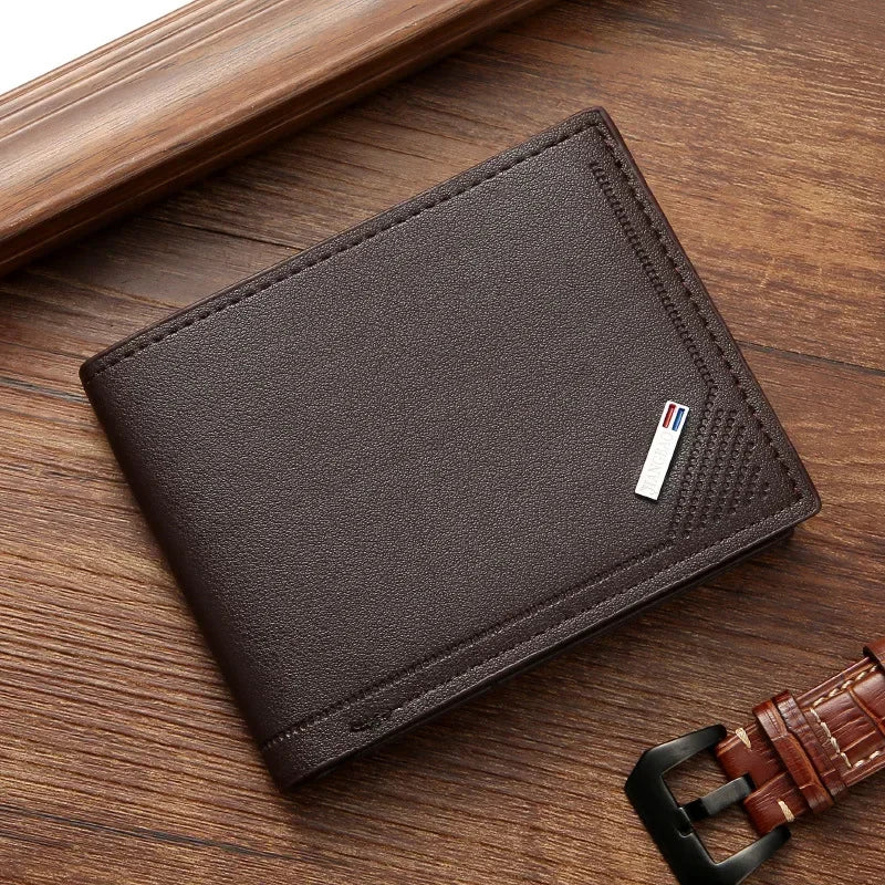 Men's Minimalist Foldable Wallet — Slim PU Leather Short Wallet