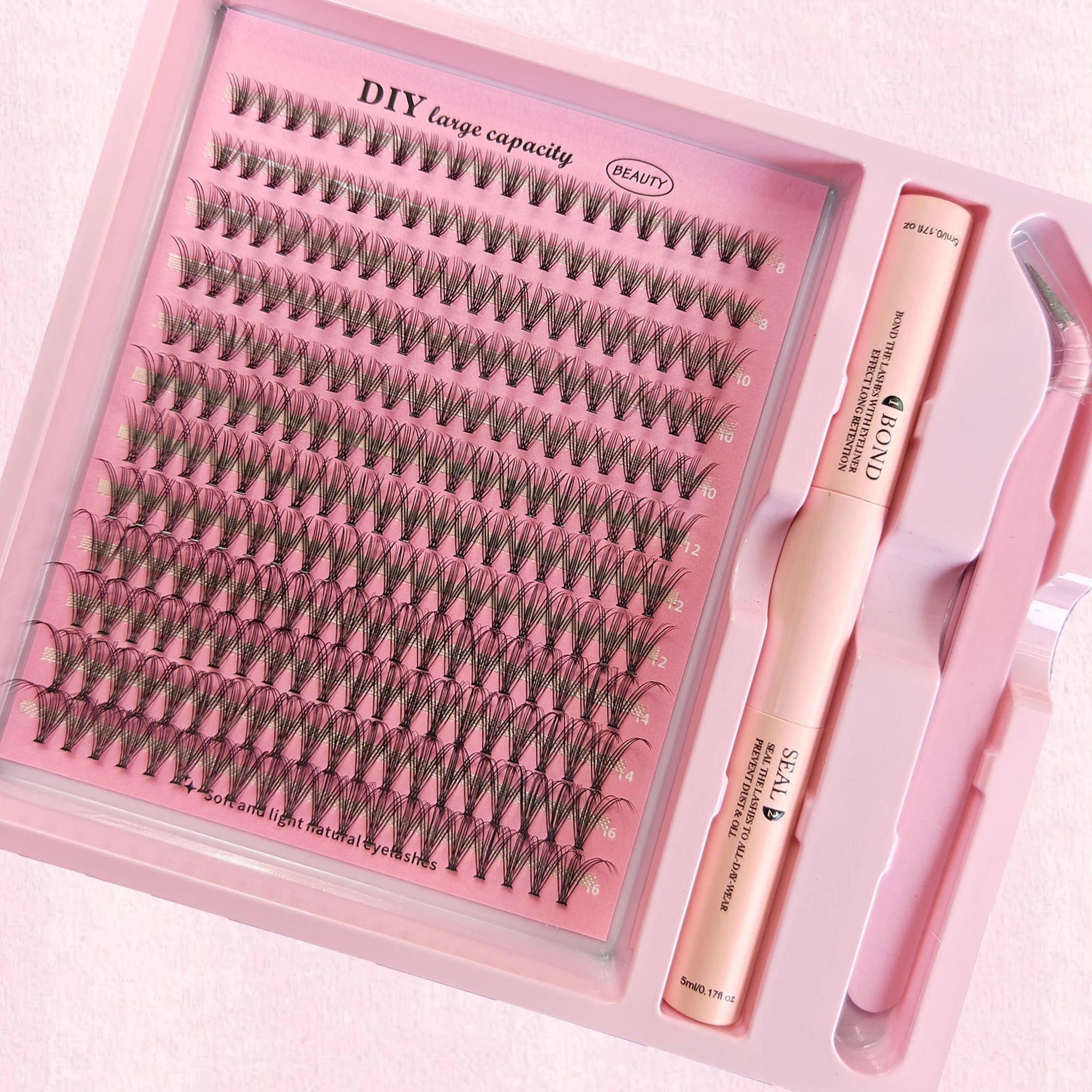 DIY Cluster Lash Kit – Individual Eyelash Extensions with Bond, Seal & Tweezers