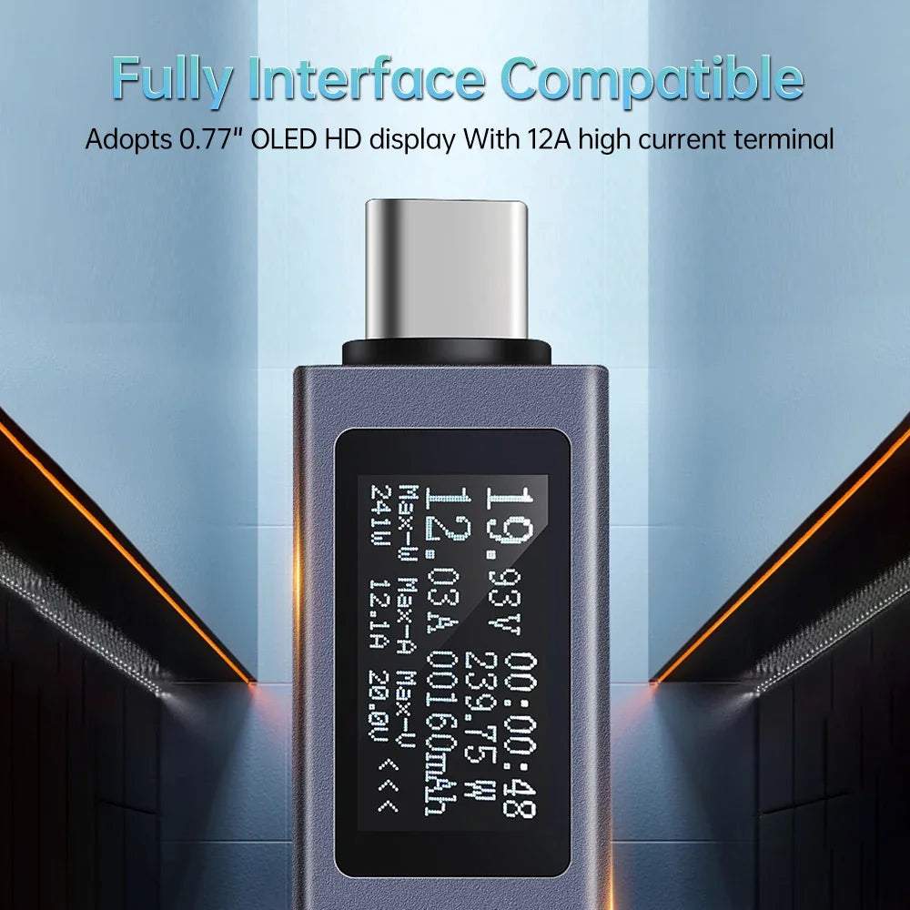 USB Power Meter & Charging Tester – DC 4–30V 0–12A OLED Display | KWS-2301C