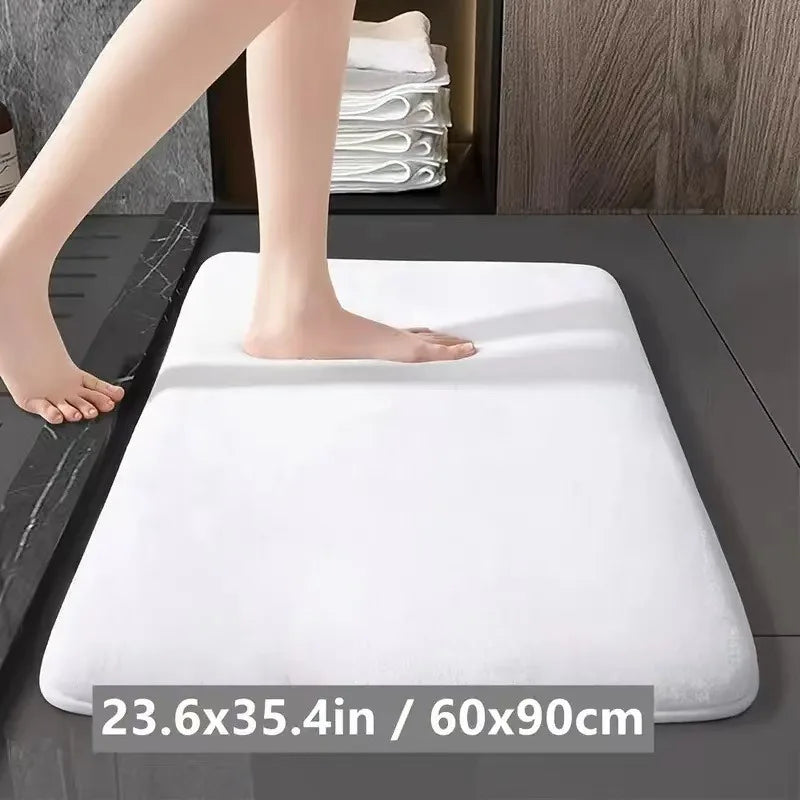 Solid Color Bathroom Mat - Non-Slip Absorbent Floor Mat (3 Sizes)