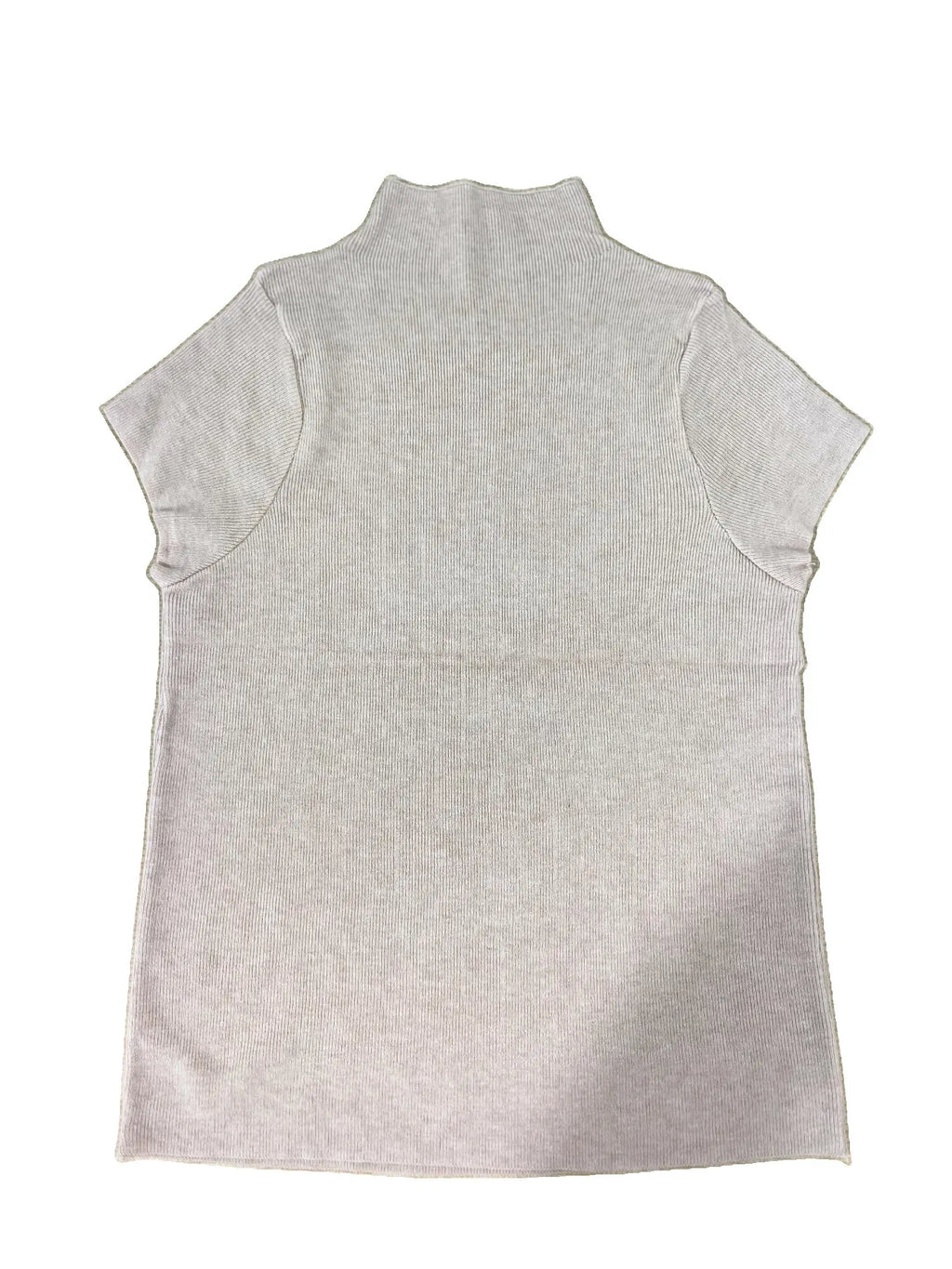 Jersey de punto fino de cuello simulado y manga corta para mujer | Top ajustado tipo bodycon de una talla para llevar en capas