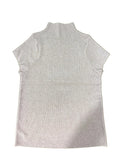 Jersey de punto fino de cuello simulado y manga corta para mujer | Top ajustado tipo bodycon de una talla para llevar en capas