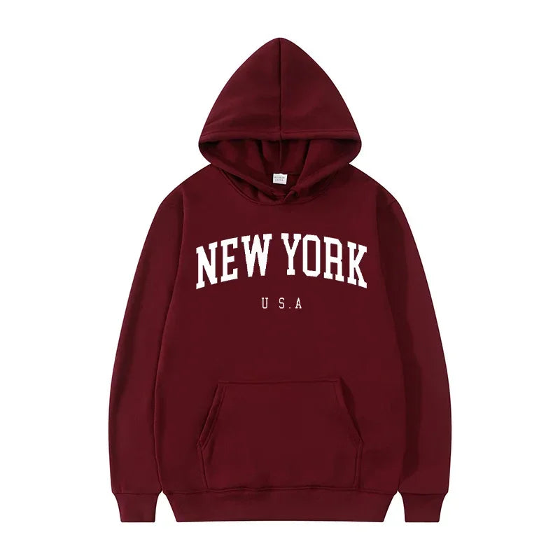 New York City Graphic Hoodie – Unisex Letter Print Pullover Sweatshirt