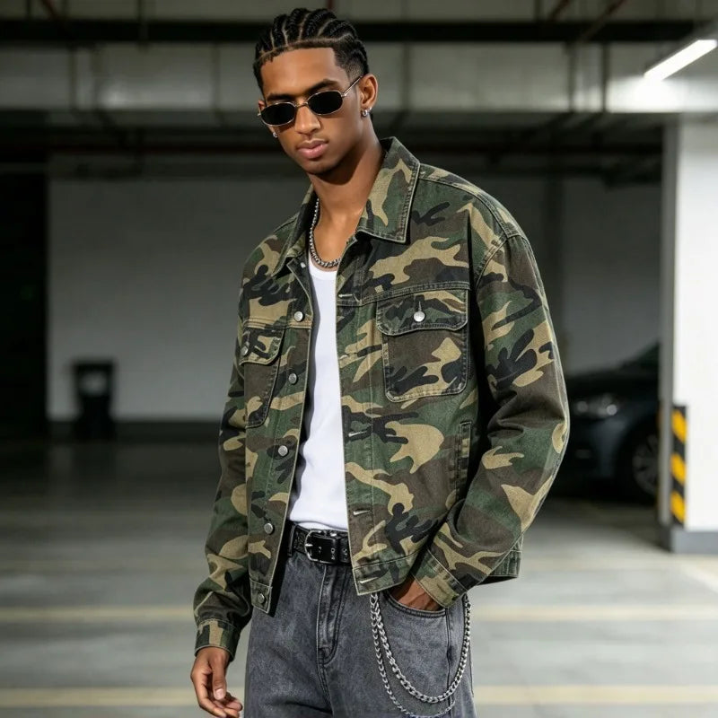Camo Patchwork Color-Block Jacket