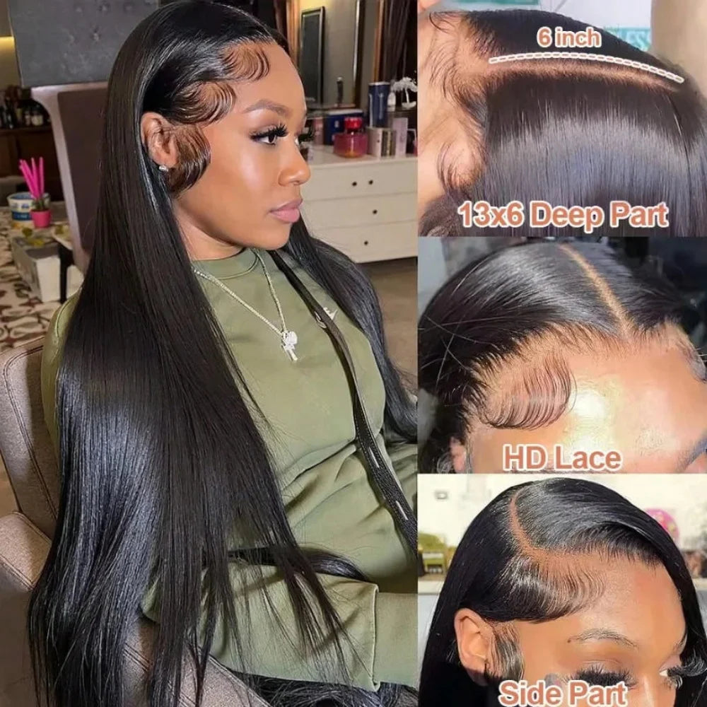 Brazilian Straight Human Hair Lace Front Wig – 250% Density, 13x4 & 13x6