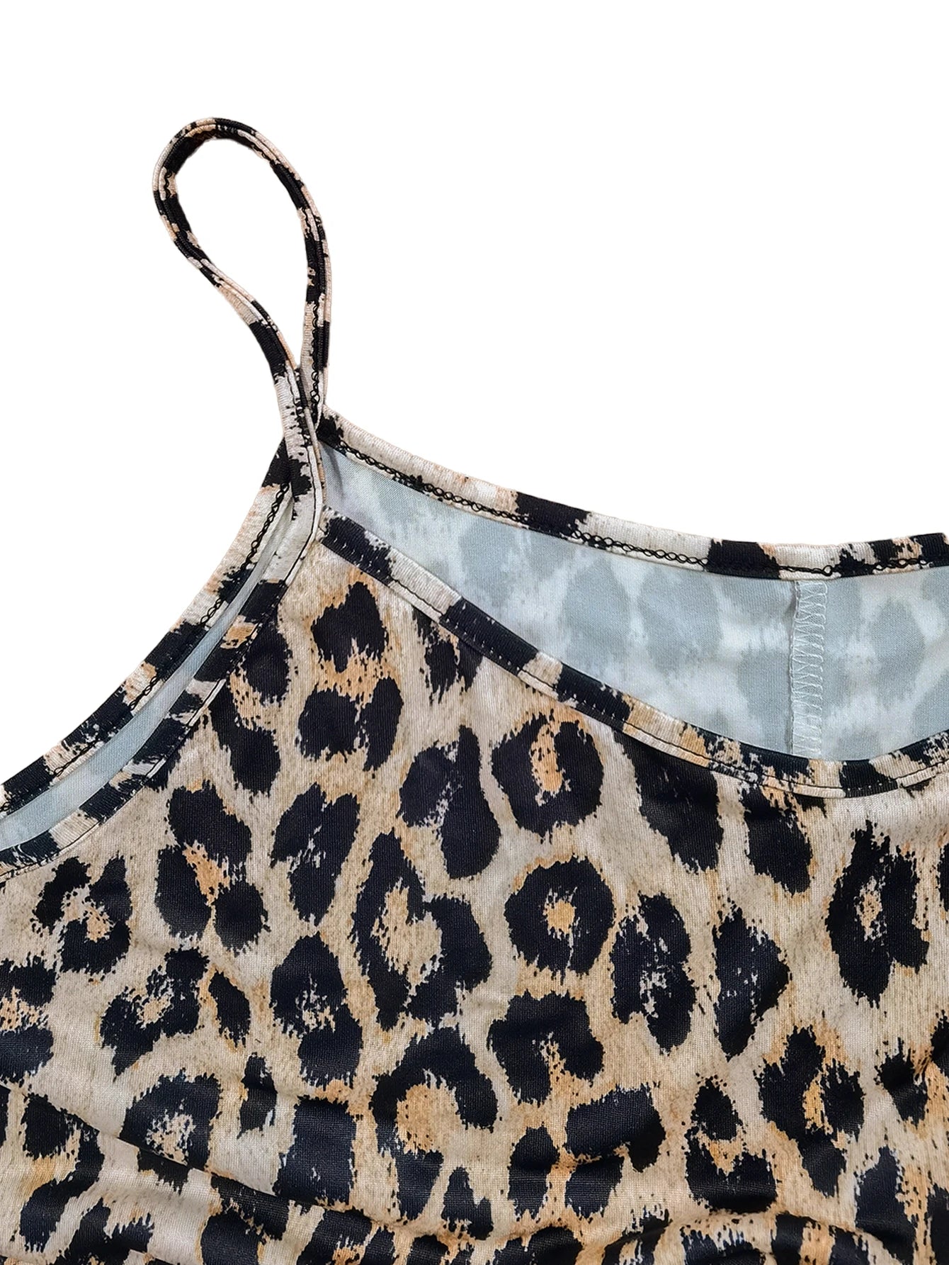 Women's Plus Size Leopard Print Maxi Dress – Spaghetti Strap Flowy A-Line with Pockets