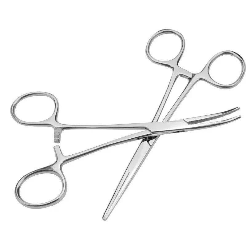 Stainless Steel Locking Hemostat Forceps — Straight & Curved Tip Clamps