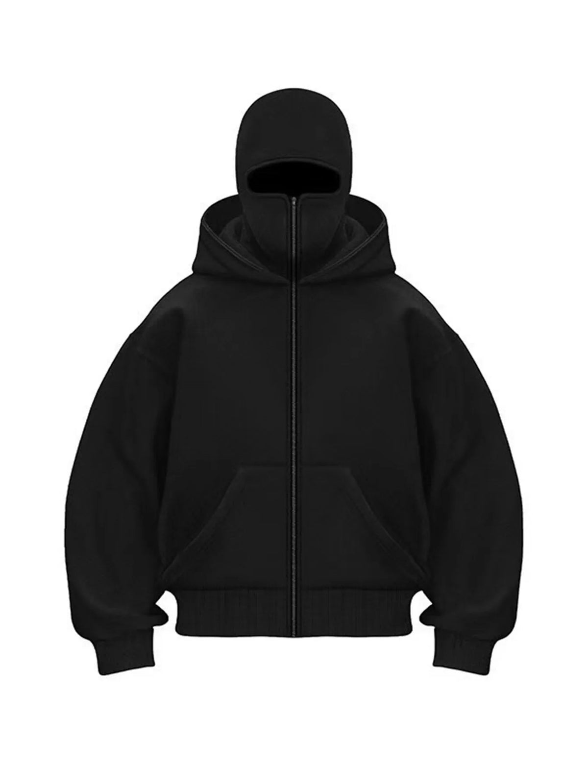 Double Hood Zip-Up Hoodie Jacket – Loose Fit Unisex Couple Sweatshirt