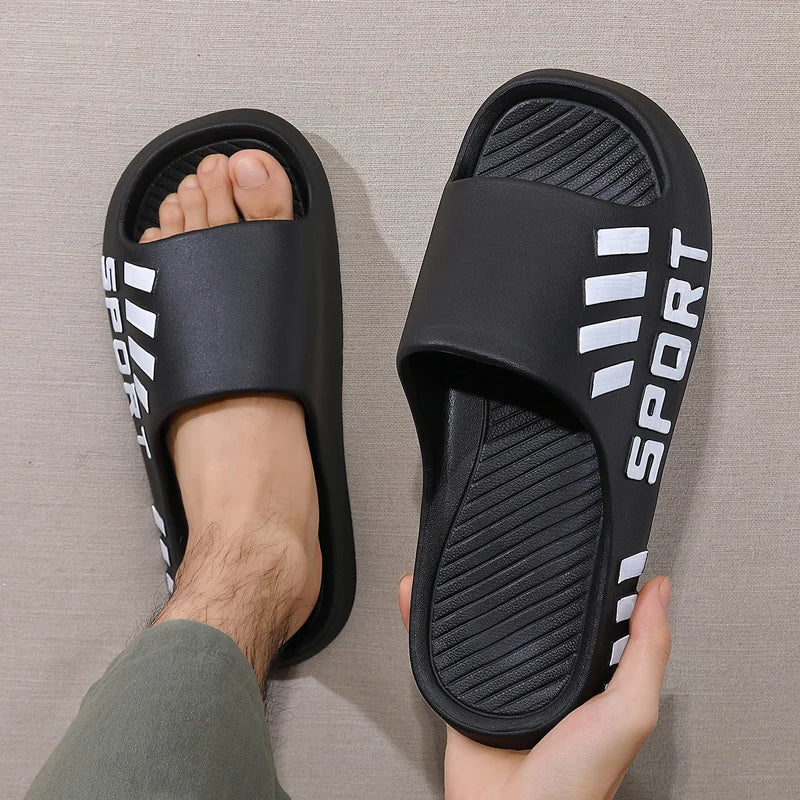 Pantuflas de Moda de Verano para Hombres, Sandalias de Interior y Exterior, Chanclas de Playa, Zapatillas Masculinas de Suela Gruesa, Deslizadores Antideslizantes de Verano para Ducha de Hombres