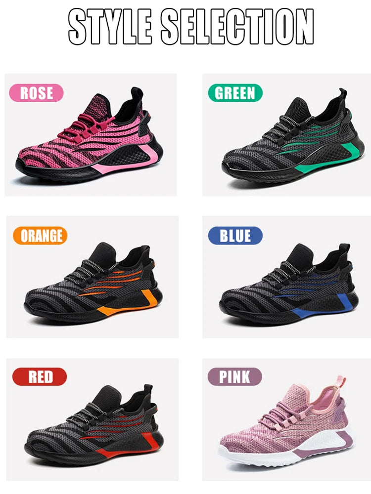 Women's Steel Toe Safety Sneaker – Colorful Knit Work Shoe