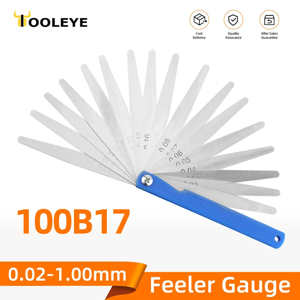 Metric Feeler Gauge Set — 17-Blade 0.02–1.0mm Thickness Gauge (100B17)