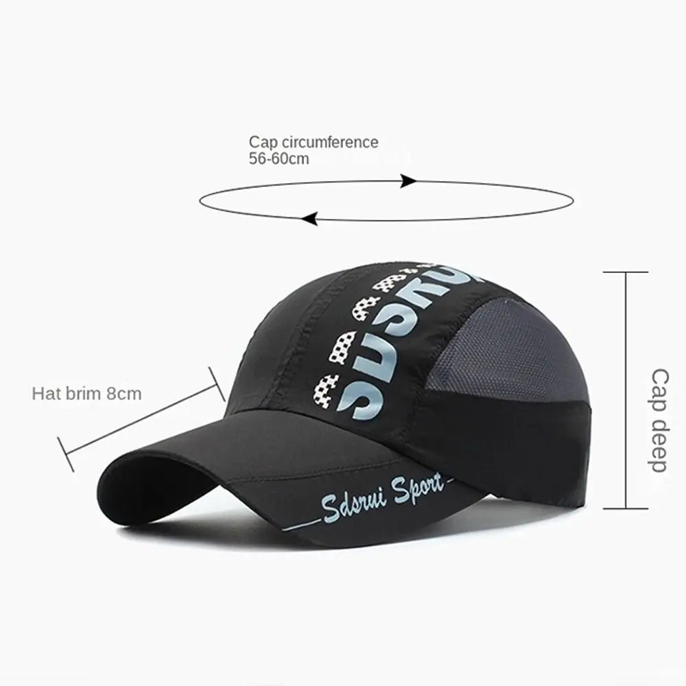 Gorra de béisbol de malla unisex de ala ancha, transpirable, de secado rápido, gorra con visera, ajustable, estilo Hip Hop, para deportes al aire libre