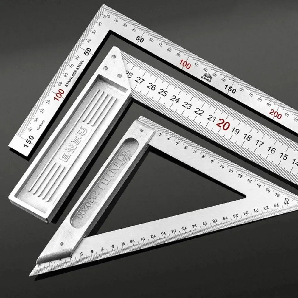 Aluminum Alloy 90-Degree Try Square Ruler — Woodworking Right Angle Gauge