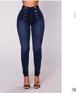 High-Waist Vintage Denim Pencil Pants