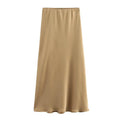 Satin High-Waist Midi Skirt – Solid Colors