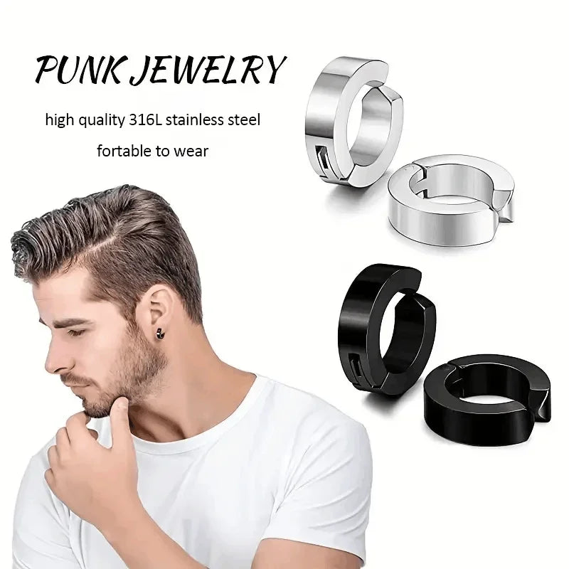 Pendientes magnéticos de acero inoxidable con cruz punk – Unisex sin perforaciones