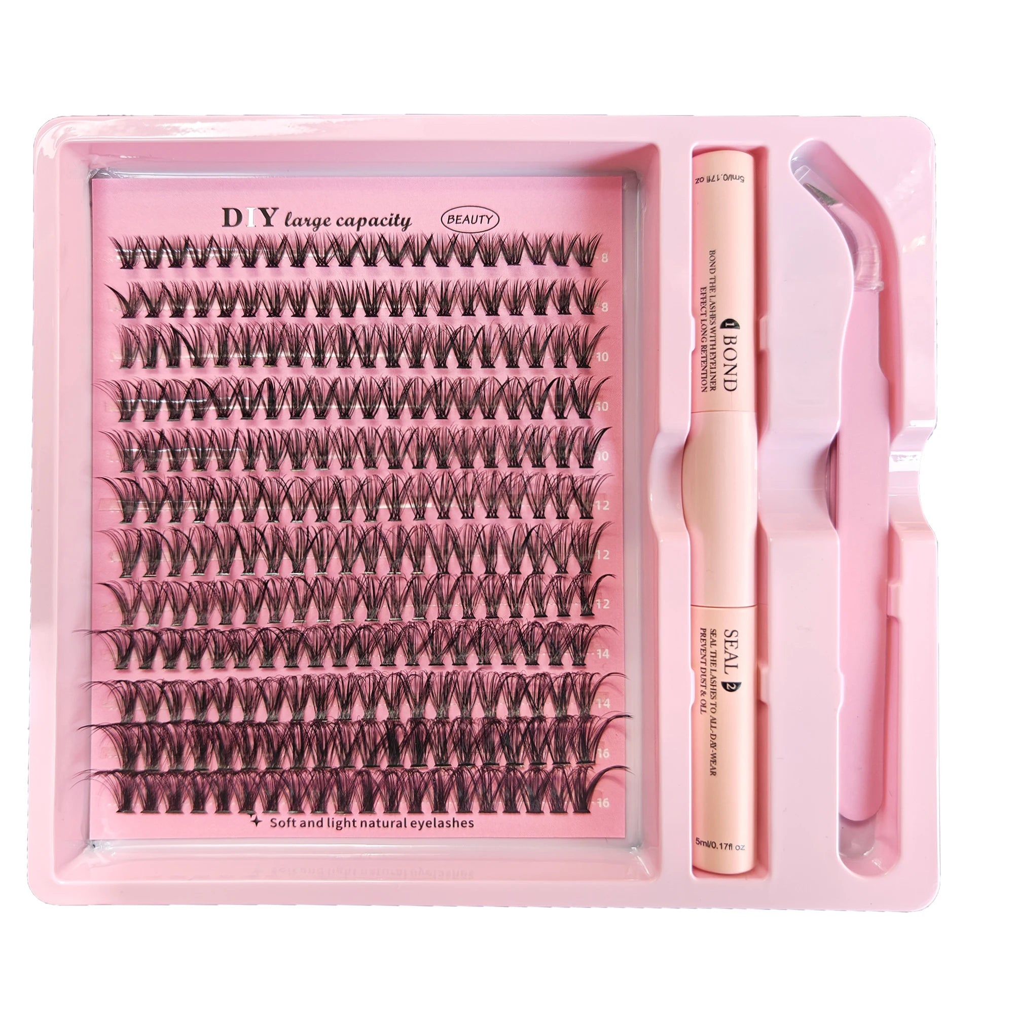 DIY Cluster Lash Kit – Individual Eyelash Extensions with Bond, Seal & Tweezers