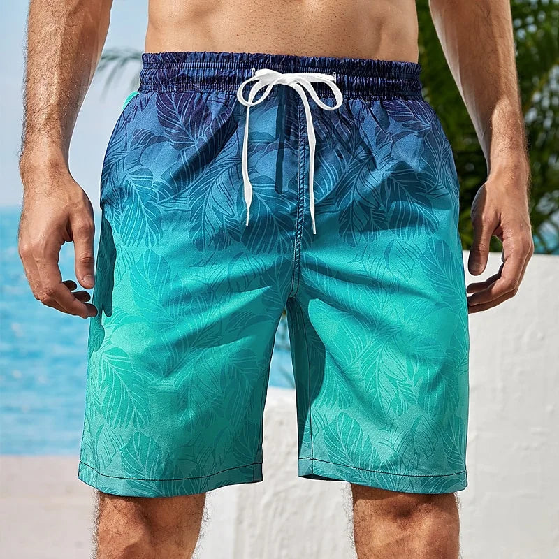 Gradient 3D Printed Board Shorts – Colorful Quick-Dry Swim Trunks for Men & Kids