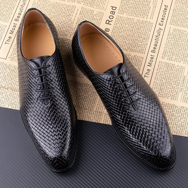 Men's Luxury Genuine Leather Oxford Shoes | Pointed Toe Dress & Wedding Shoes