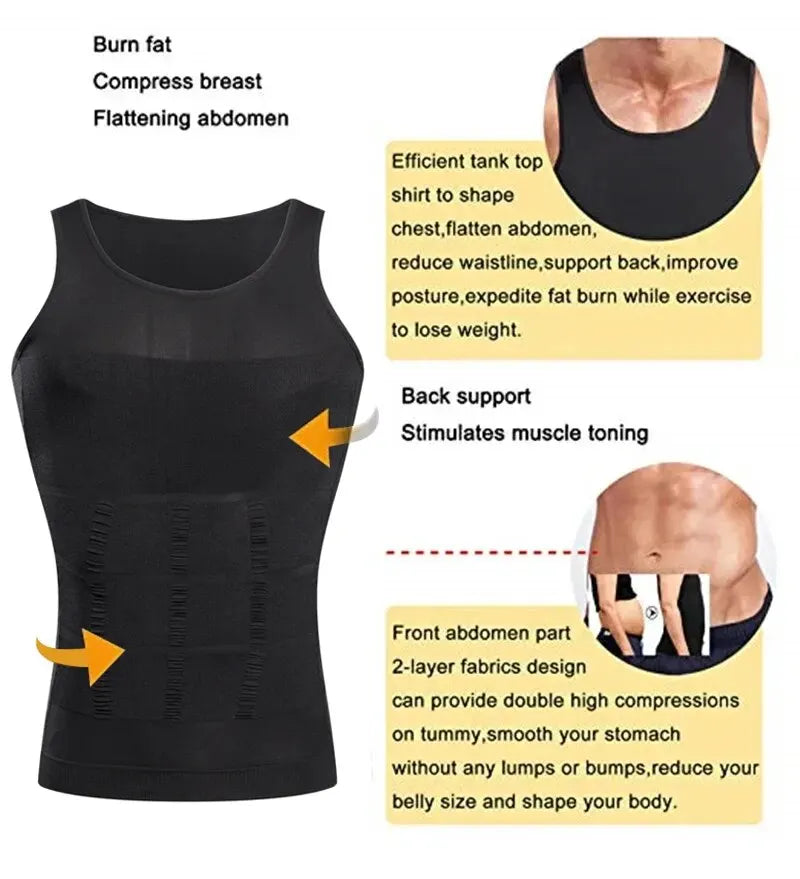 YBFDO Chaleco de compresión adelgazante para hombre, camiseta sin mangas, control de abdomen, para pérdida de peso, faja sin costuras