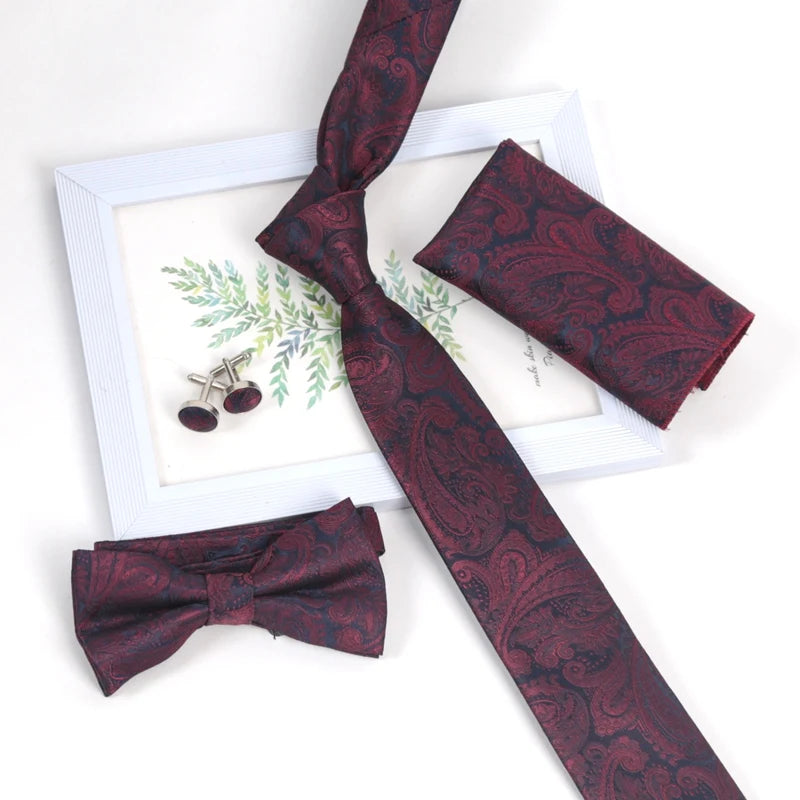 Paisley & Striped Jacquard Necktie Set – Wedding & Business
