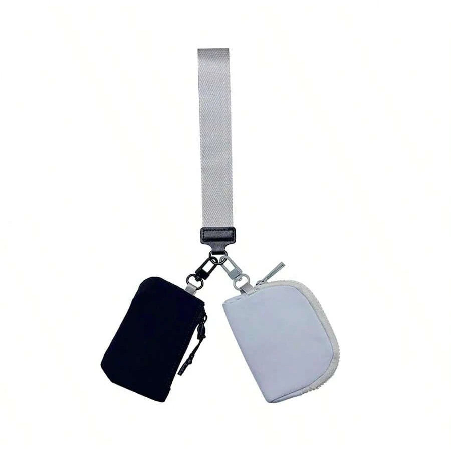 2-Piece Nylon Wrist Bag & Coin Purse Set — Waterproof Sporty Wallet with Keychain Bag & Card Case
