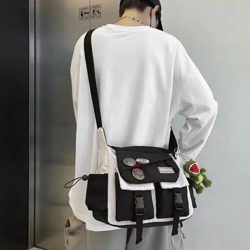 Harajuku Nylon Crossbody Bag — Unisex Street Style Messenger Satchel for School & Daily Use