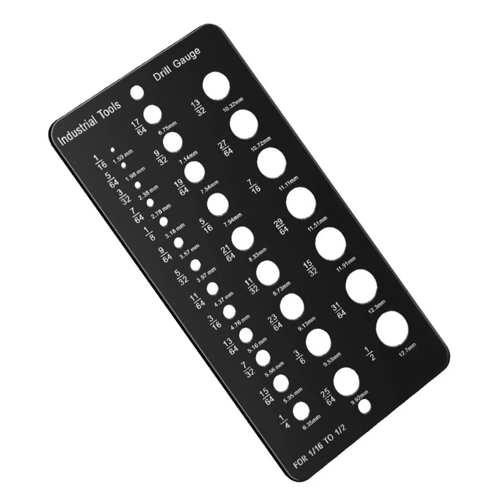 Stainless Steel Drill Bit Gauge — 29-Size Index (1/16" to 1/2")