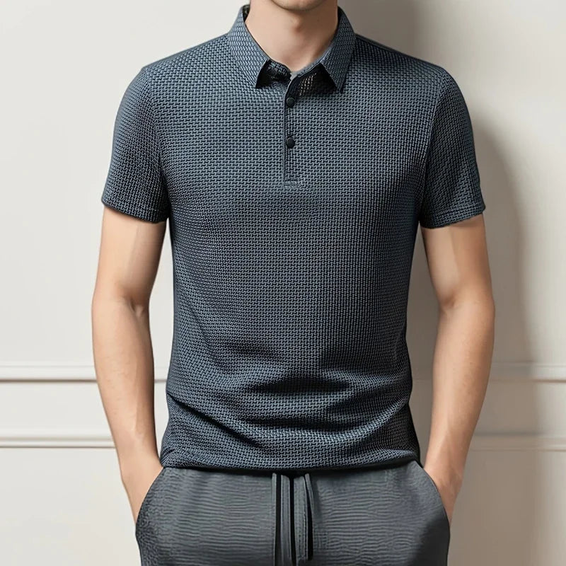 Polo de hombre con textura de hueso – Camiseta transpirable de verano