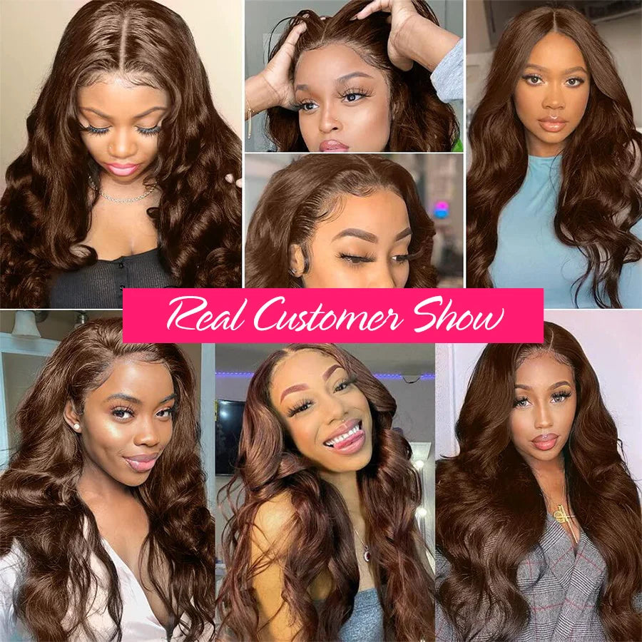 Chocolate Brown Body Wave Lace Front Wig – HD Lace | 4x4, 13x4, 13x6