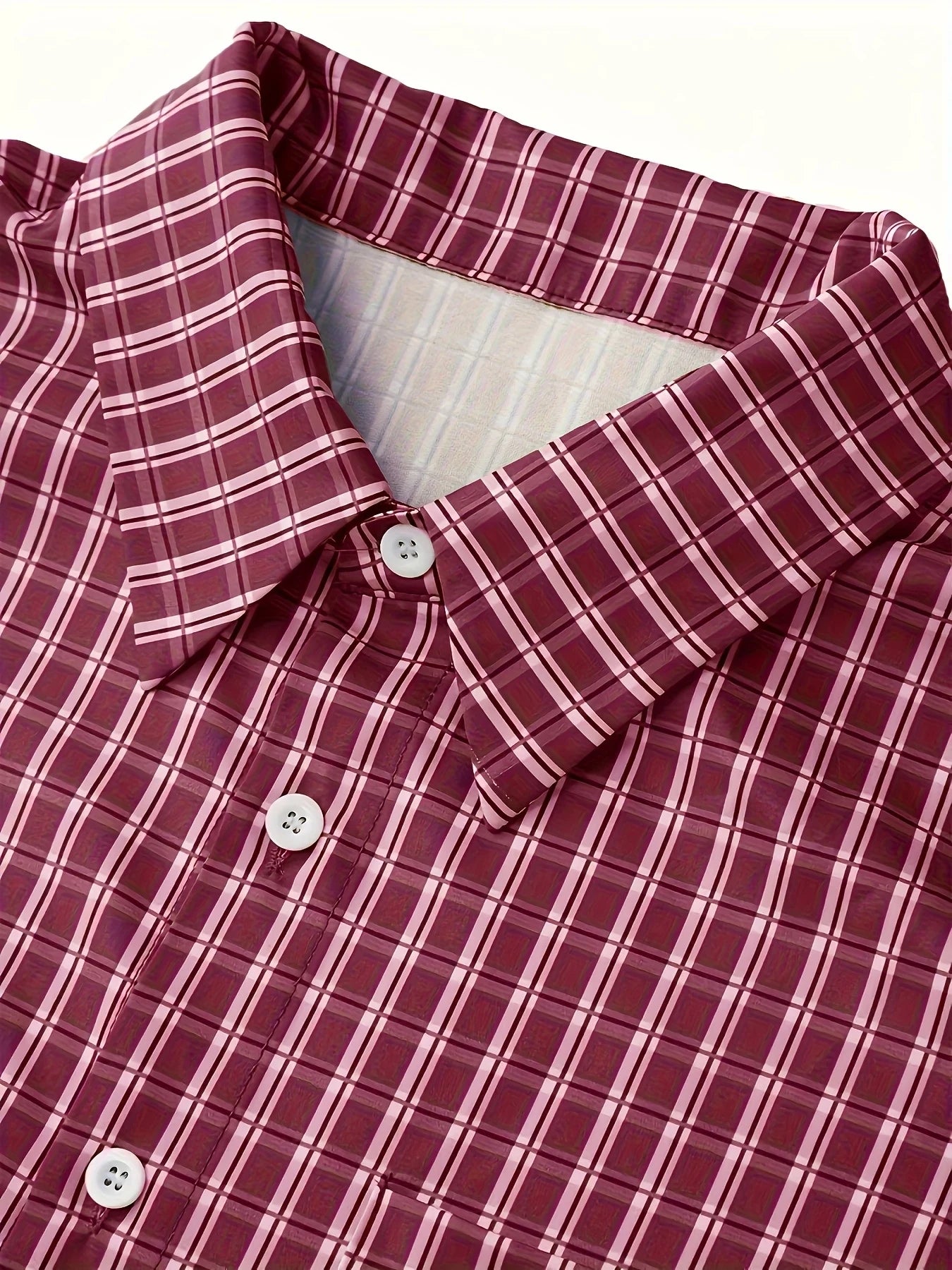 Men's Retro Plaid Short-Sleeve Shirt – Casual Button-Up Streetwear Top