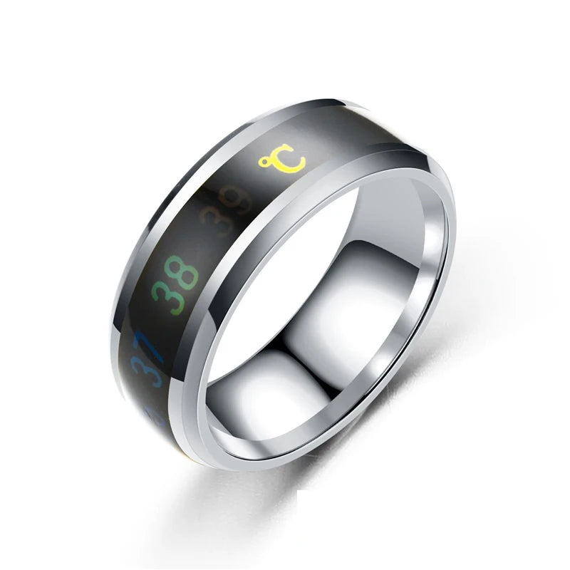 Anillo de humor inteligente sensible a la temperatura | Acero inoxidable | Resistente al agua