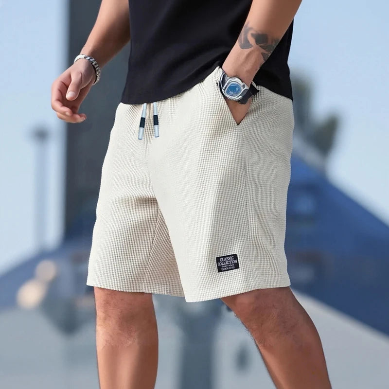Men's Casual Beach Shorts – Breathable Textured Fabric, Sizes XS-XXL