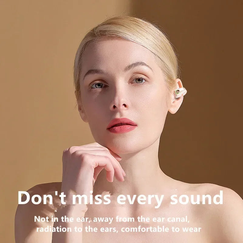 Clip-On Open-Ear Bluetooth Headphones | Wireless Sport Earphone with Mic