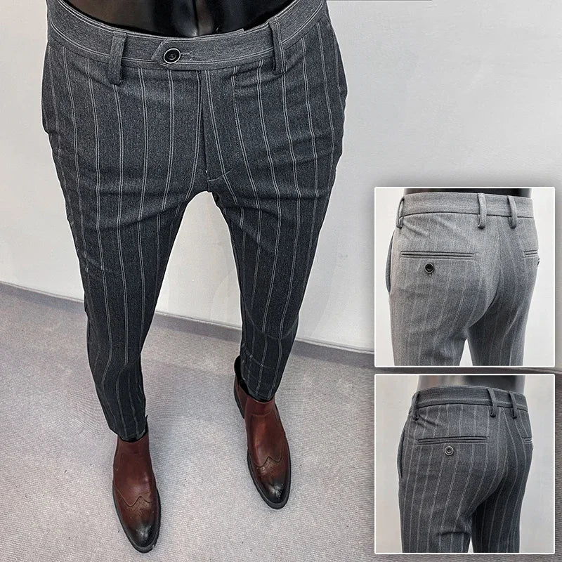Men's Slim Fit Suit Trousers — Stretch Dress Pants for Business & Formal Wear