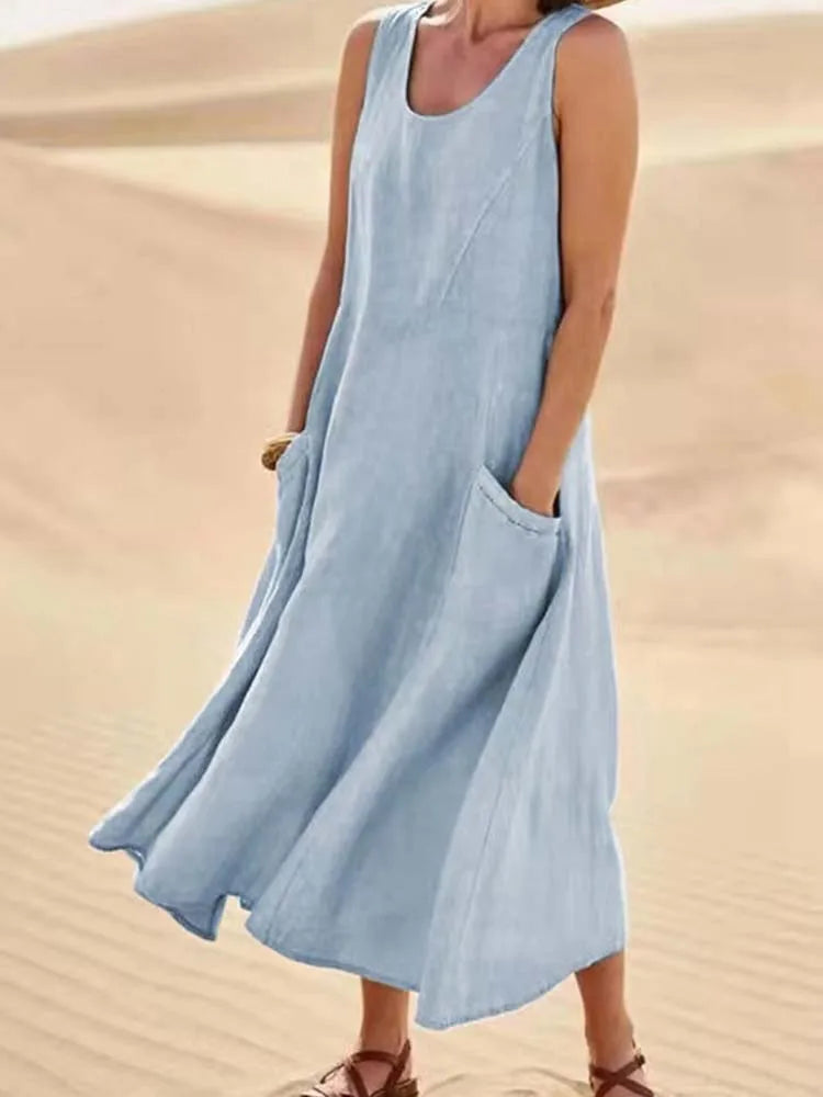 Women's Sleeveless Loose Sundress with Pockets