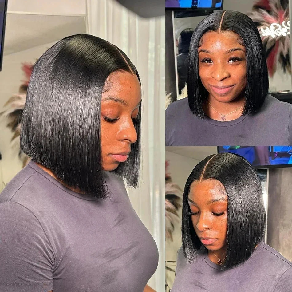 220% Density Straight Bob Lace Front Wig — Brazilian Remy Human Hair