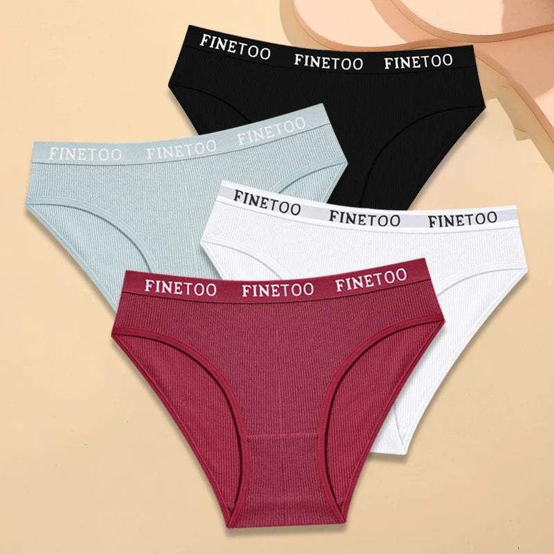 Women's 4-Pack Cotton Striped Briefs | Low-Rise Breathable Underwear M-XXL