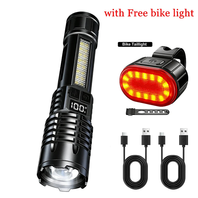 High Power LED Tactical Flashlight – Zoomable, Rechargeable, 5 Light Modes