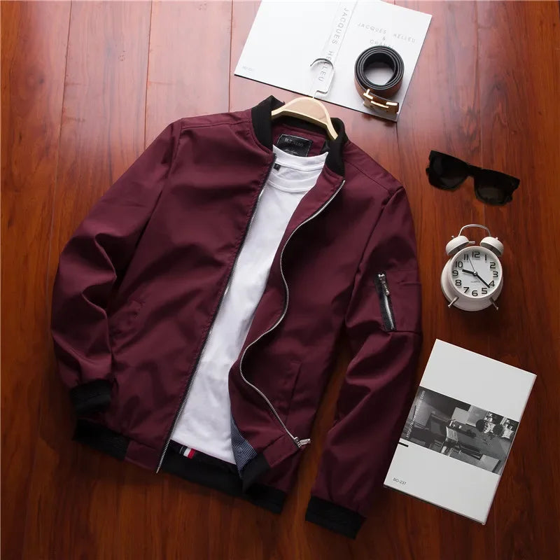Slim-Fit Zip-Up Bomber Jacket